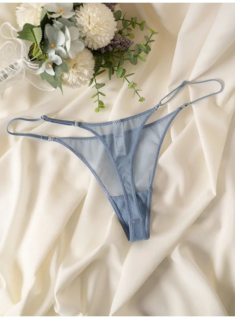 Lace Mesh Women Briefs Sexy Thong Transparent Panties Underwear Low Waist Girls G String Seamless Lingerie Fitness T Back