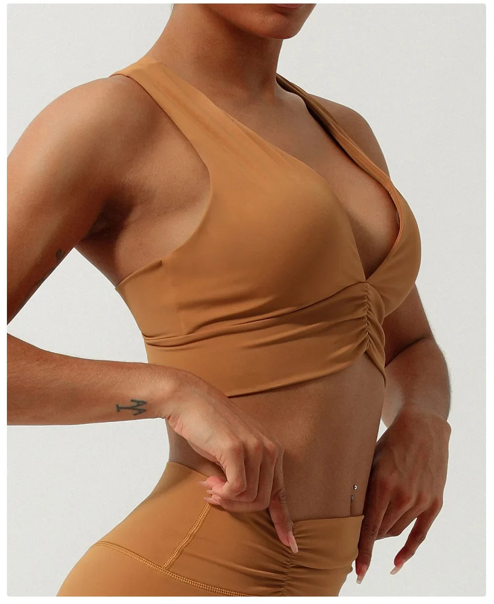 Female Cross Strap Sports Vest Bras For Women Bra High Strength Gym Underwear Sexy With Pad Bra Push Up Tops Workout Lingerie