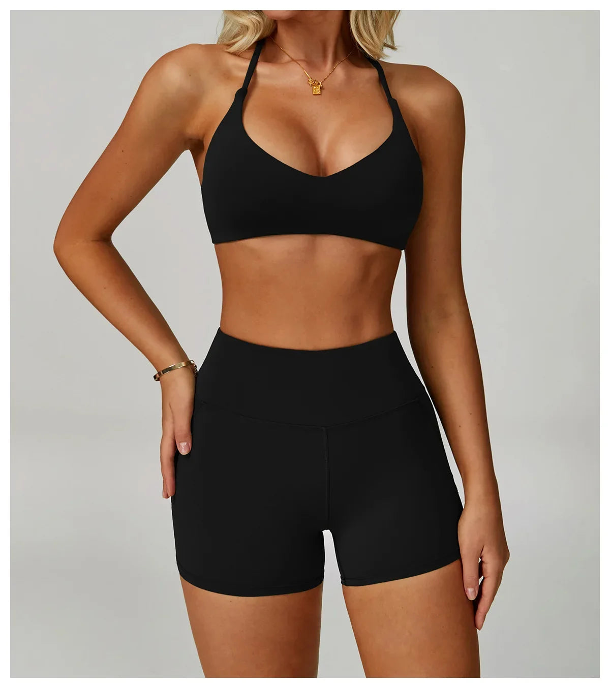 Summer U-Shaped Multi-Strap Cross Back Women Pilates Fitness Sports Bra Top Gym Yoga Athletic Tight Workout Jog With Chest Pad
