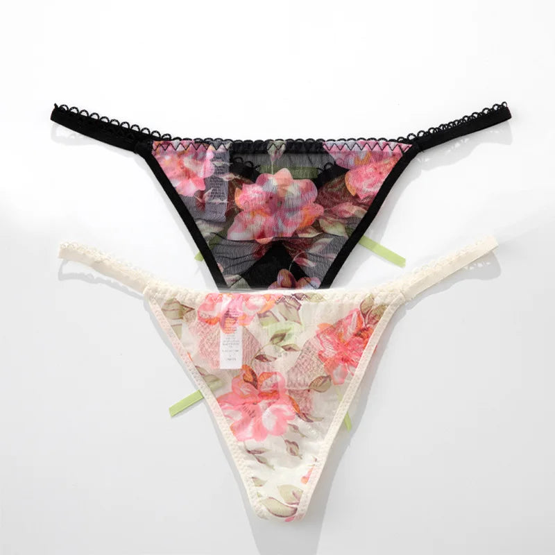 Lace Rose Sexy Thong Women Panties Girls Briefs Flower Seamless G String Underwear Low Waist Female Lingerie Intimates