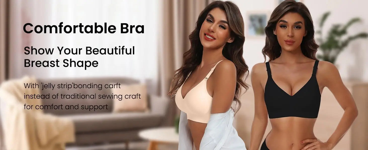 Women's Seamless Underwear 3/4 Cup and Thin Molded Cup Bra Wire-free Shaping Underwear Comfortable and Breathable Push Up