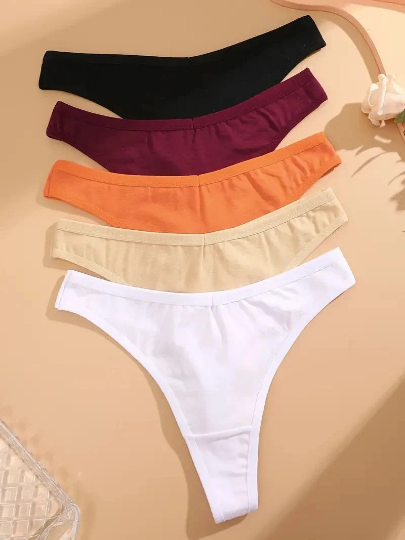 5Pcs Women Sexy Cotton Thongs Female Bikini Panties G-String Underwear Thongs Striped Panties Female Underwear T-Back Intimat