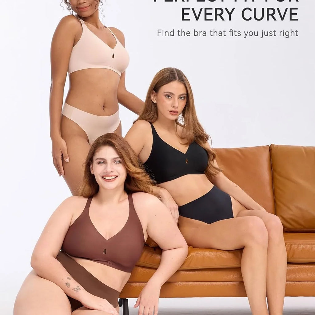 Women's Small Teardrop Smooth Wire-free Bra 3/4 Cup Thin Mold Jelly-like Bra Comfortable and Breathable Underwear Plus