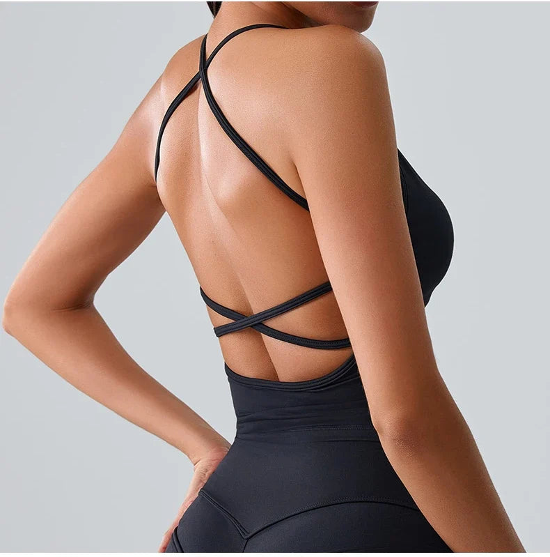 Women Sports Underwear Beautiful Back Cross Back Fitness Sports Bra Top Gym Yoga Athletic Tight Workout Jog Soft With Chest Pad