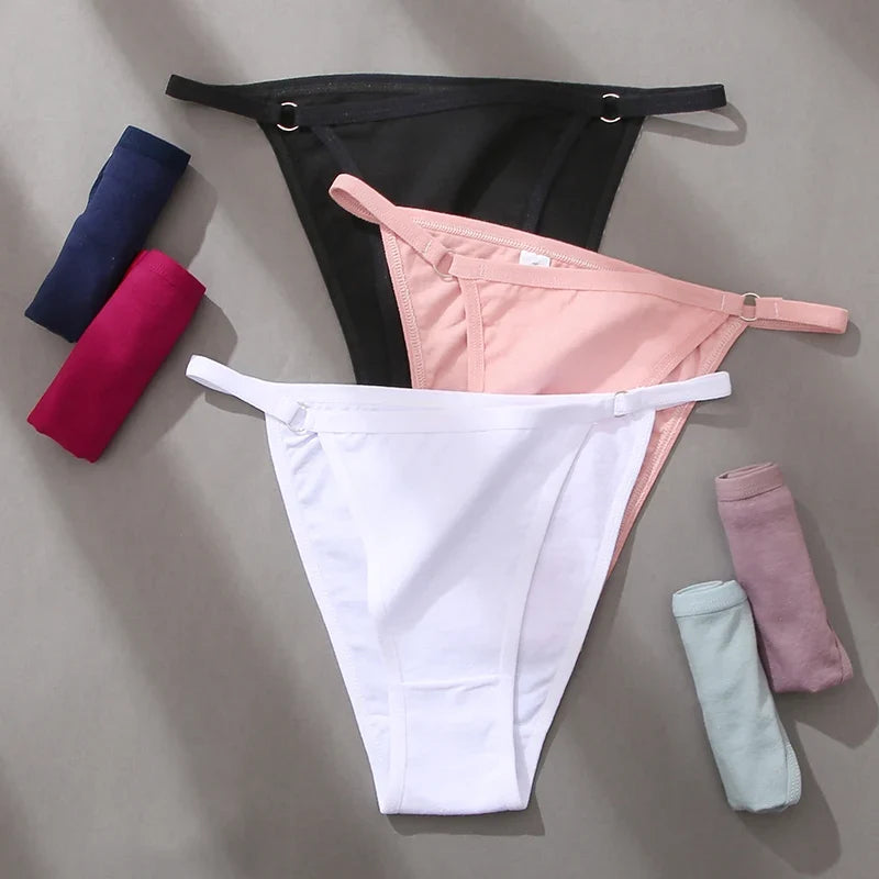 Women's Cotton Panties 3Pcs/set Sexy Low Waist Briefs M-2XL Comfortable Underwear Female Soft Solid Color Underpants Lingerie