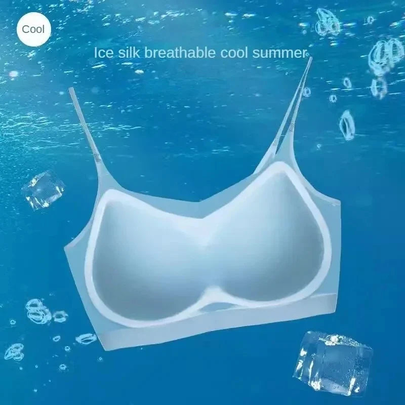 Summer Ice Silk Seamless Ultra-thin Ice Silk Bra Lifting Bra M-4XL Women's Sports Bra Wireless Underwear Air Cooling Brassier