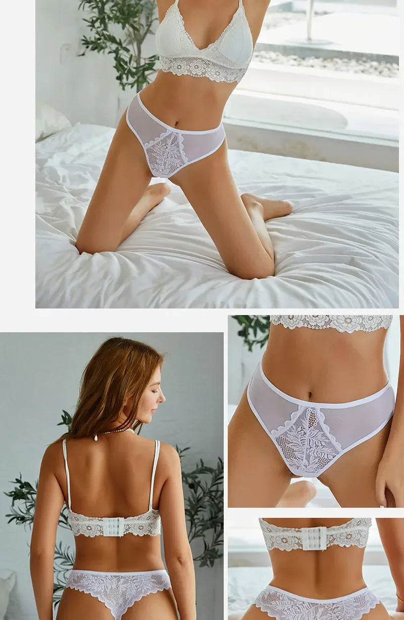 5PCs/Set Sexy Lace Thongs for Women Solid G-String Panties Floral Perspective Underwear Female Soft Breathable Women Lingerie