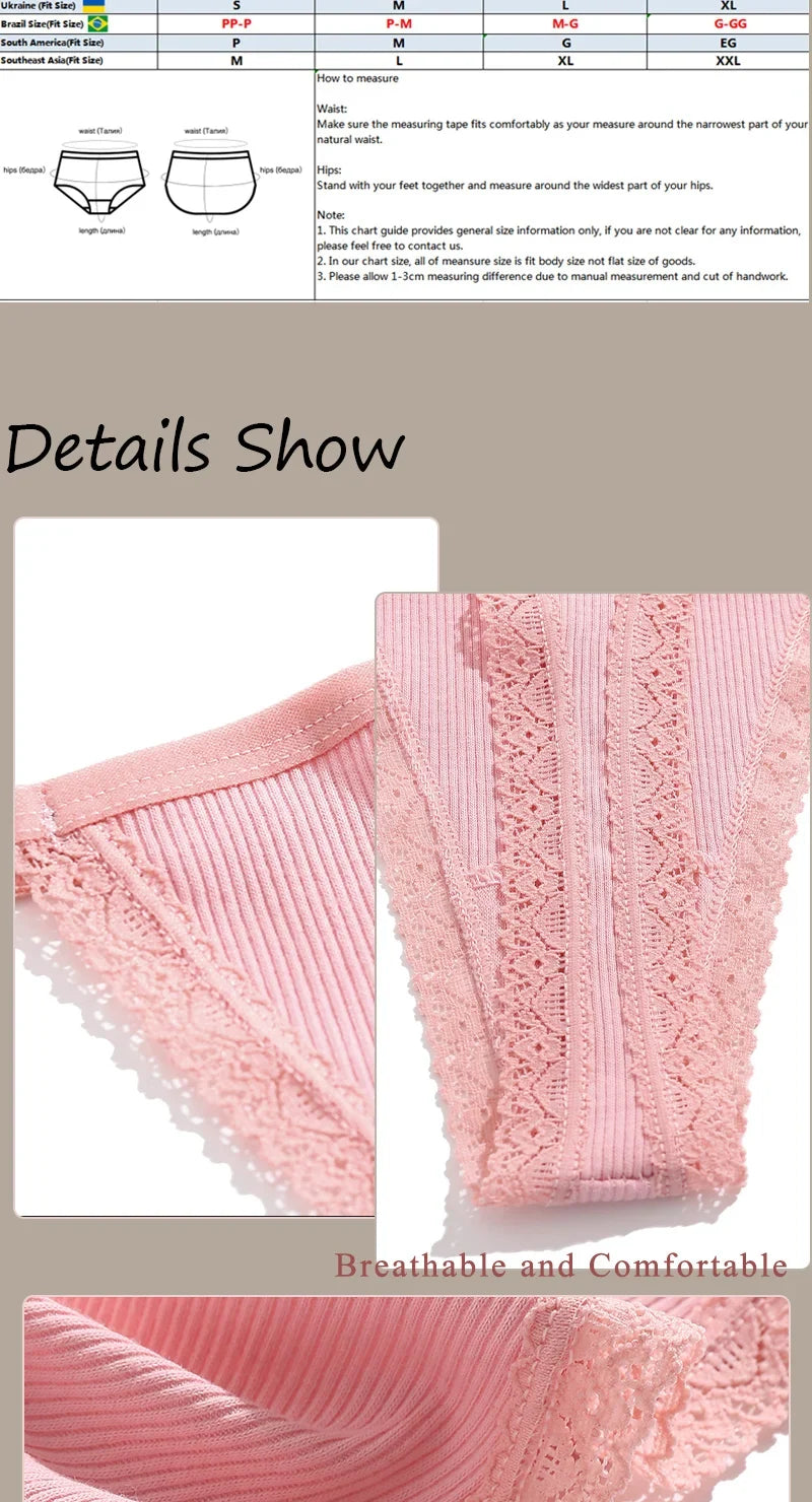 5PCS Women Cotton Panties Sexy Adjustable Waist G-String Women's Underwear T-Back Lingerie Femme Underpants Briefs Thong Female
