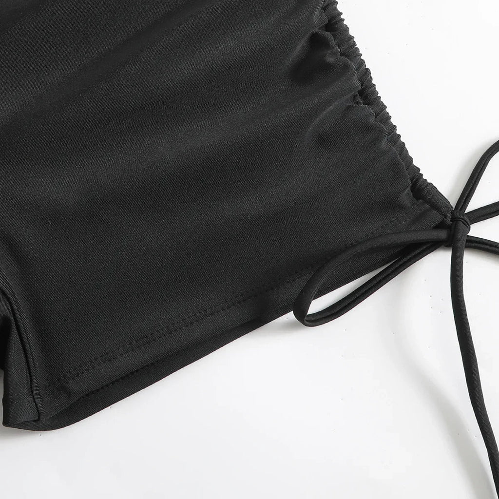 Vintage Black Leopard Print Bikini Set 2025 Women Drawstring Side High Waist Panties Swimsuit Bathing Suit Swimwear Beachwear