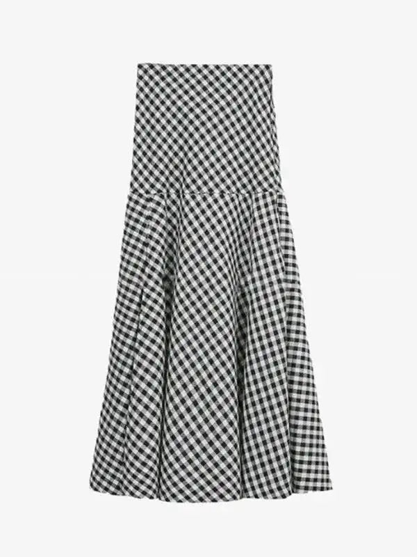 WOMENGAGA Korea Style 2023 Spring/Summer New High Waist Elegant Split Plaid Skirts Half Length Skirts Fashion Women 2023 22IV