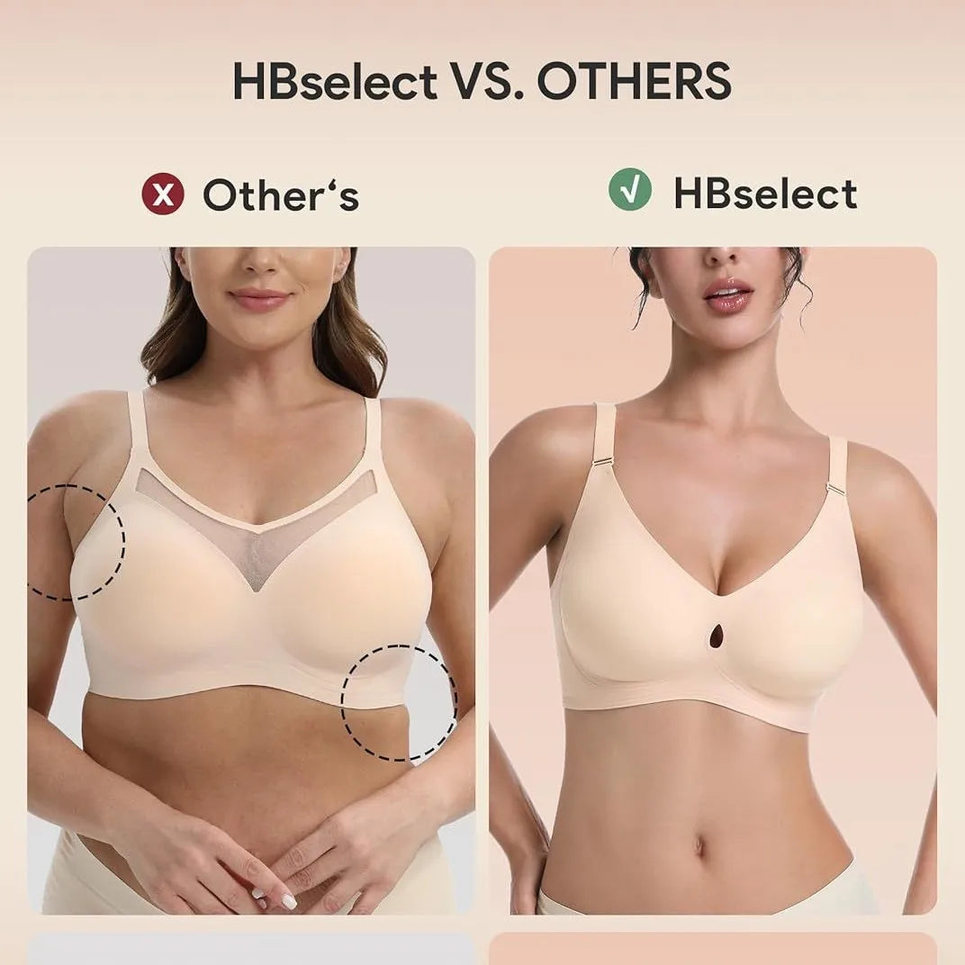 Women's Jelly Bra No Steel Ring Seamless Gathered Support 3 Pack Nylon Fabric Adjustable Shoulder Strap Invisible Cup Type
