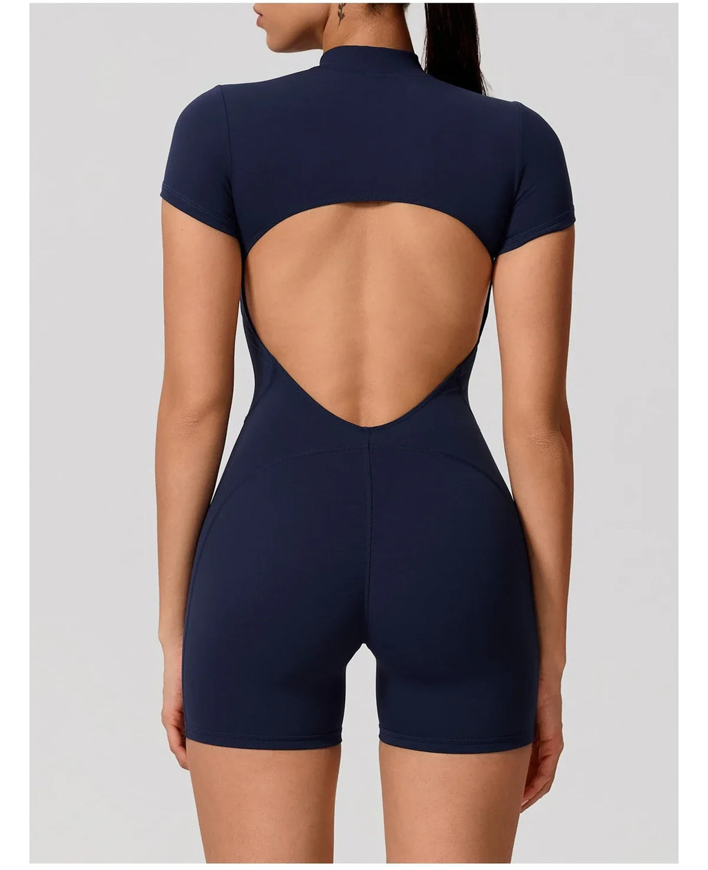 Hearuisavy Summer Women's Short Sleeved Sports Overalls Running Yoga Jumpsuit High Stretch Push Up Fitness Bodysuit With Zipper
