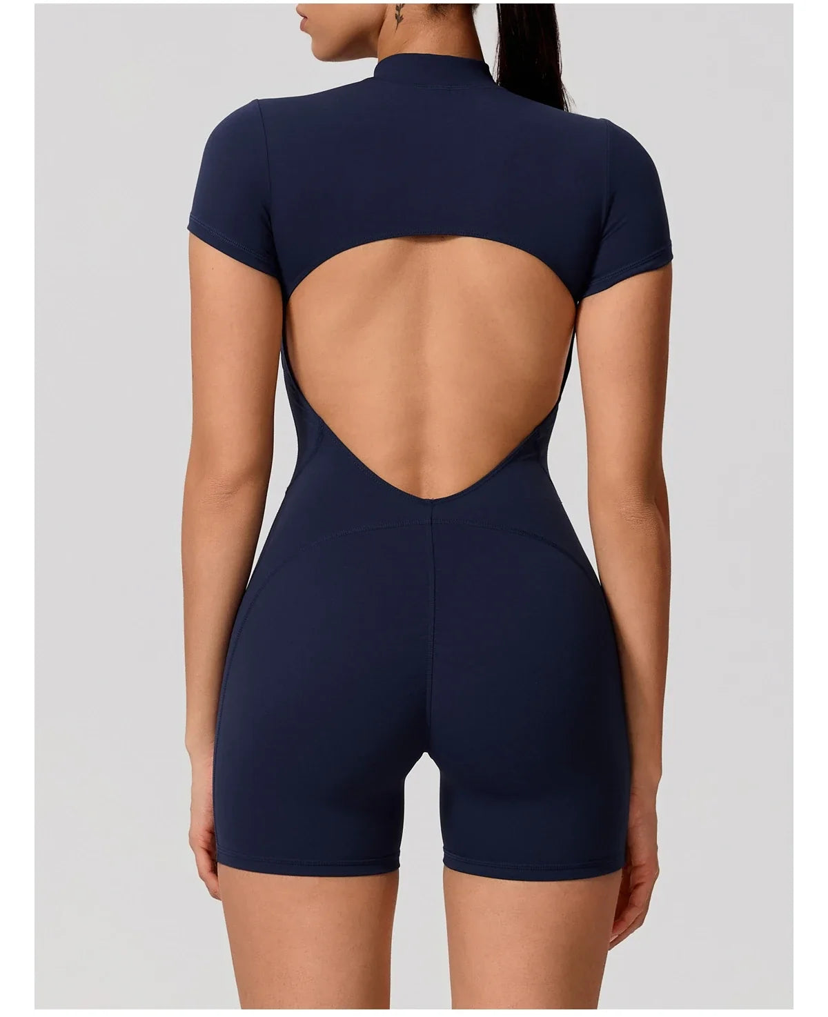 Hearuisavy Summer Women's Short Sleeved Sports Overalls Running Yoga Jumpsuit High Stretch Push Up Fitness Bodysuit With Zipper