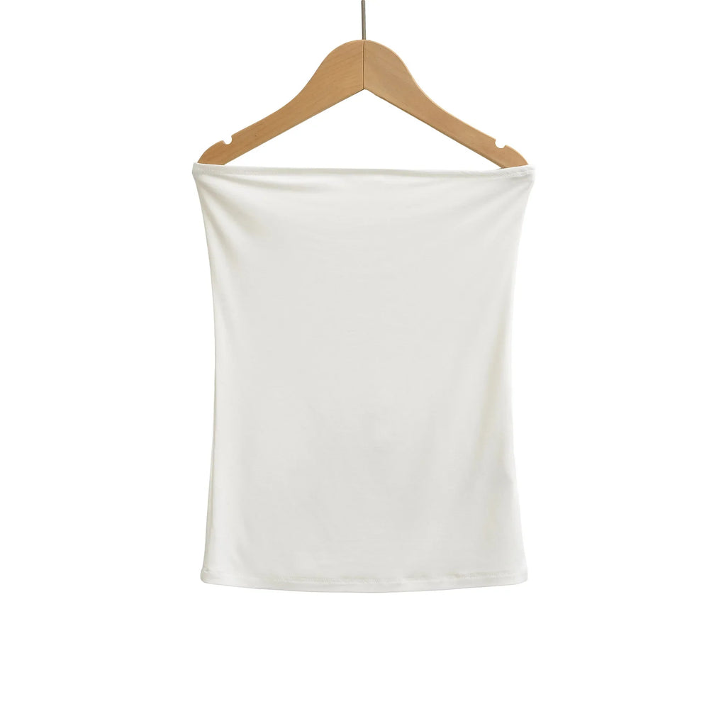 Spring Style Black And White Top Hot Girl Flat Top Tube Top Sexy Off-Shoulder Strap With Chest Pad Beautiful Back Camisole BPVE