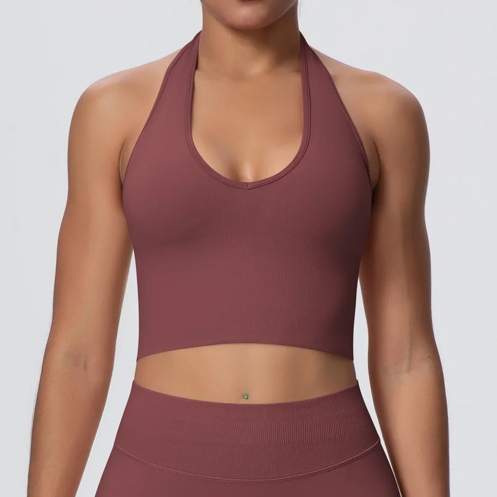 Gym Tops Women Halter Top Gym Vest Woman Sexy Backless Push Up Sport Bras Running Vest Workout Tops Activewear Yoga Fitness Vest