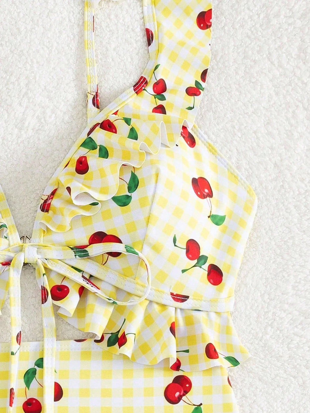 Vintage Pink Starberry Print One Piece Swimsuit 2026 Women Ruffles Bandage Cross High Waist Bikini Beach Bathing Suit Swimwear