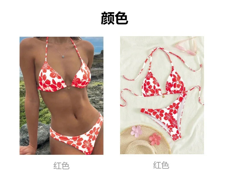 Micro Bikini 2026 Push Up Women Swimsuits Sexy Swimwear Brazilian Bikini Set Biquini Print Swimsuit Summer Brown Beachwear