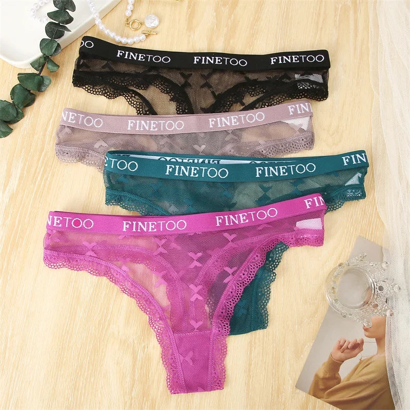 3Pcs/set Lace Thongs Women Floral G-string Underwear Trendy Letter T-Back Underpants Sexy Low Waist Bikini Panties Ladies Panty