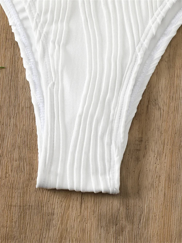 Sexy Bikini 2026 Women White Ring Linked Hollow Out Push Up Micro Swimsuit Brazilian Bandeau Bathing Suit Bandage Thong Swimwear