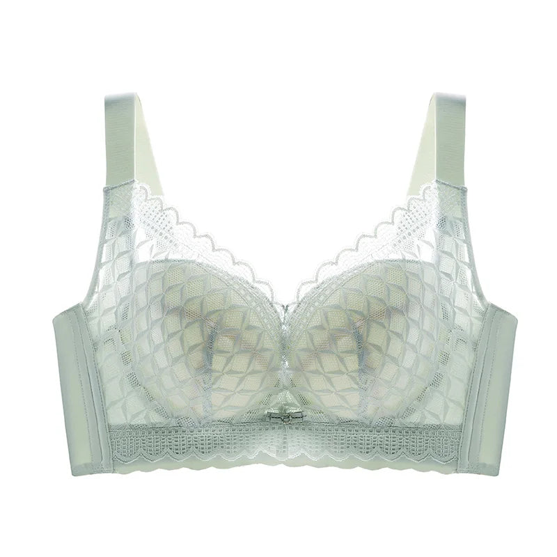 Women's Full Coverage Wire Free Bra Non-Foam Lace Bra Thin Sexy Lace Bra Plus Size 36-46CDE Push Up for Women Thin Latex Bra 46E