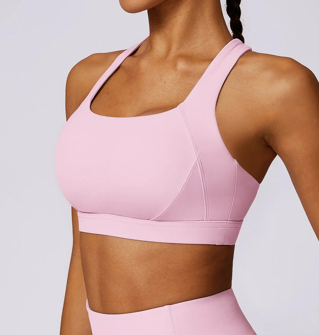 Hearuisavy Sports Bra Gym Underwear High Strength Shockproof Running Yoga Crop Top Breathable Pilates Push Up Fitness Tops Women
