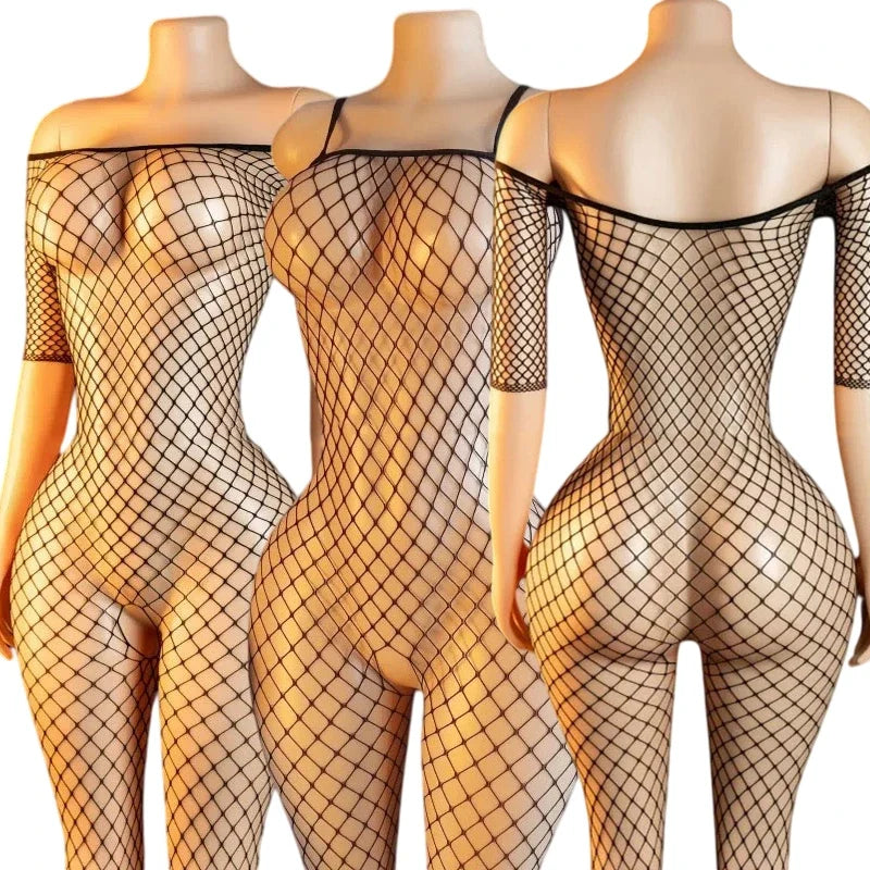 Sexy Crotchless Lingerie Teddies Women Erotic Outfit Transparent Fishnet Bodysuit Cosplay Costume Sexy Babydoll HotBodystockings