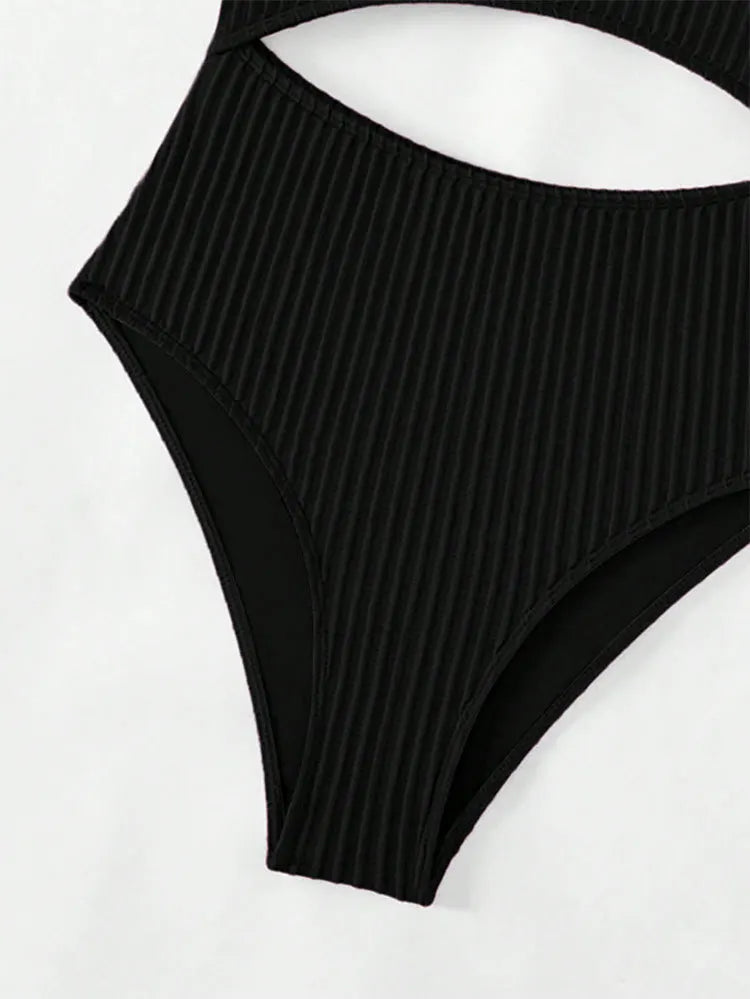 Sexy White One Piece Swimsuit Women New Hollow Out Swimwear 2024 Ribbed Bathing Suit Push Up Monokini Beach Swimming Suit Summer