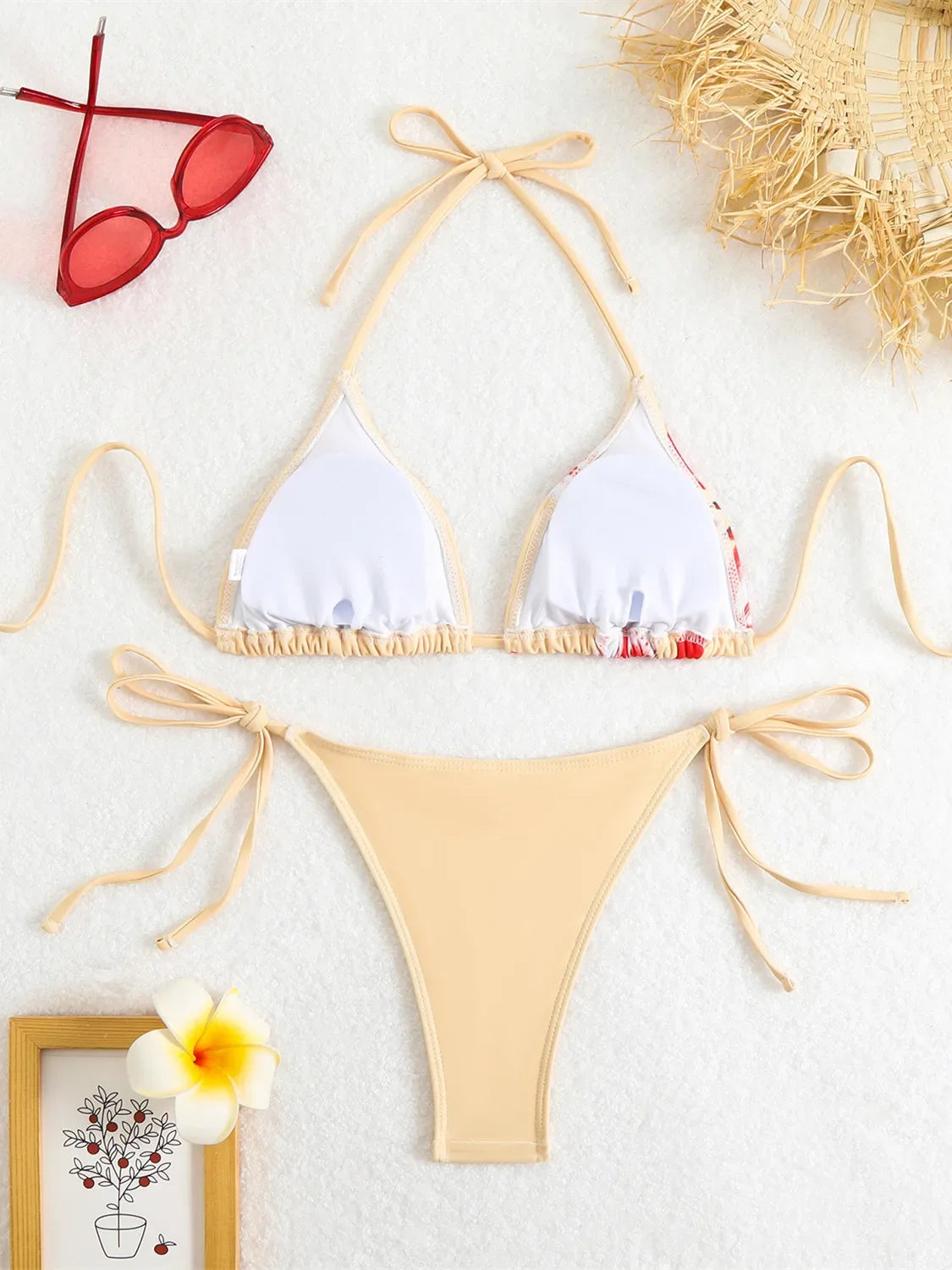 Sexy Micro Bikini 2025 Women Black Floral Print Push Up Bra Tie Side Thong Swimsuit Brazilian Beach Bathing Suit Pool Swimwear