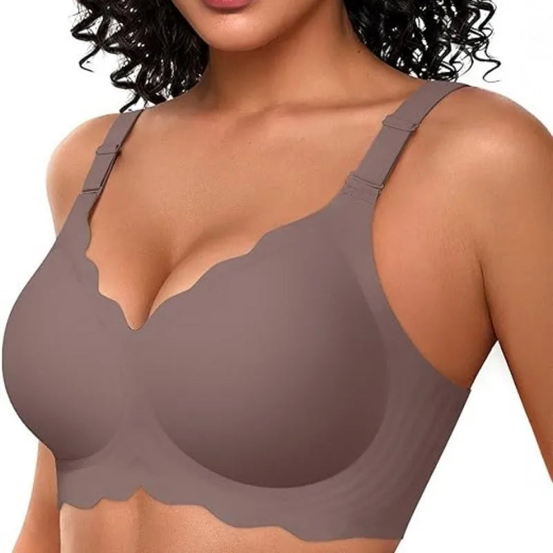Women's Wave Jelly Seamless Bra 3/4 Cup Thin Molded Wire-Free Supportive Bra with Push-Up Comfort Solid Color Underwear Sostén