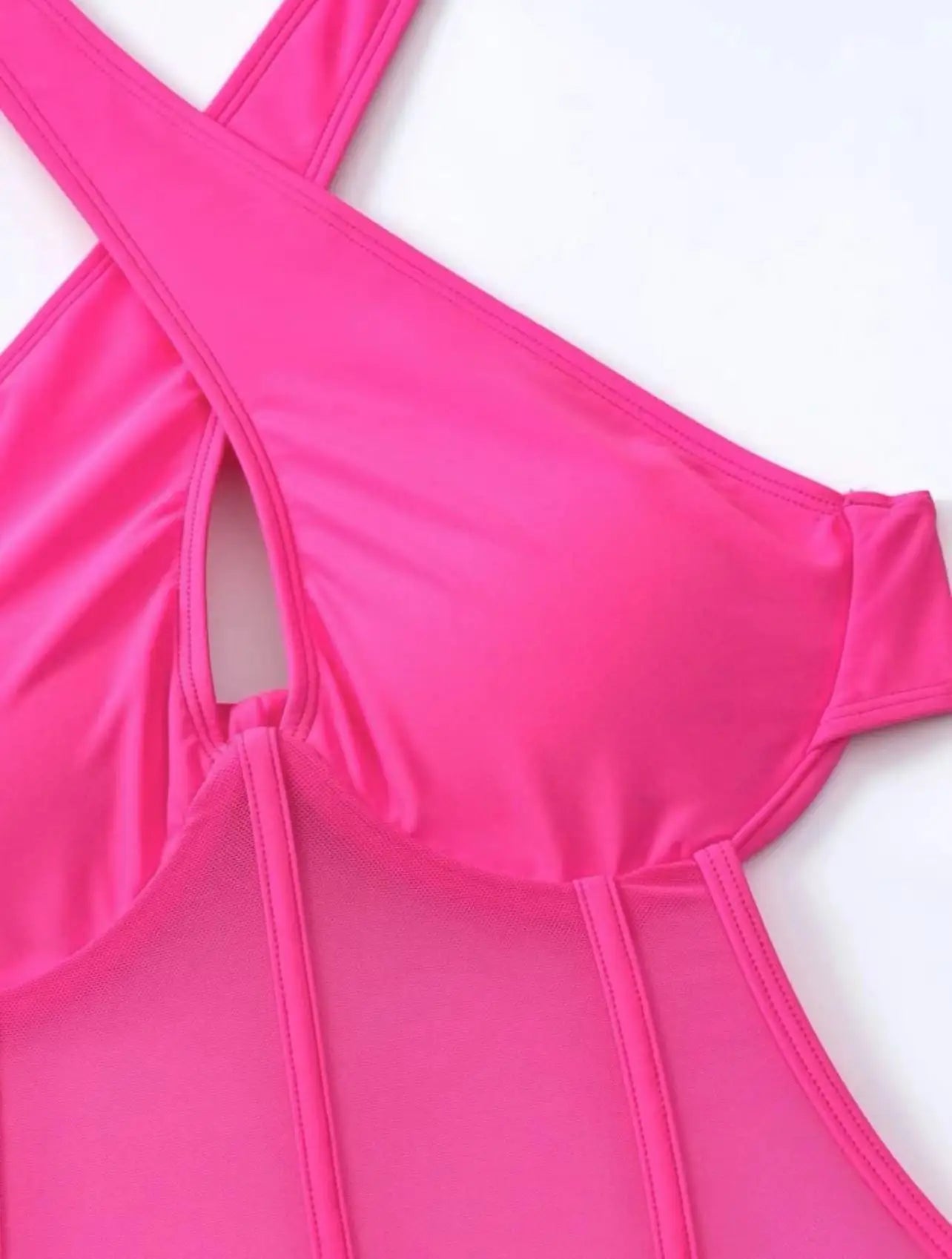 Sexy See Through One Piece Swimsuit 2025 Women Halter Corss Underwire Tummy Control Swimwear Solid Black Hot Pink Bathing Suits