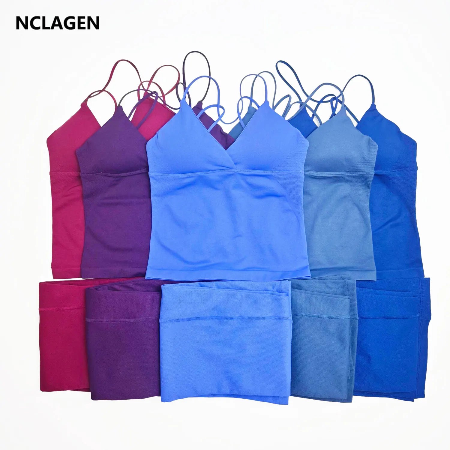 NCLAGEN Vision Twist Front Longline Top And Vision Flares 2 Piece Fitness Set Women Sportwear Gym Clothes Workout Running Suit