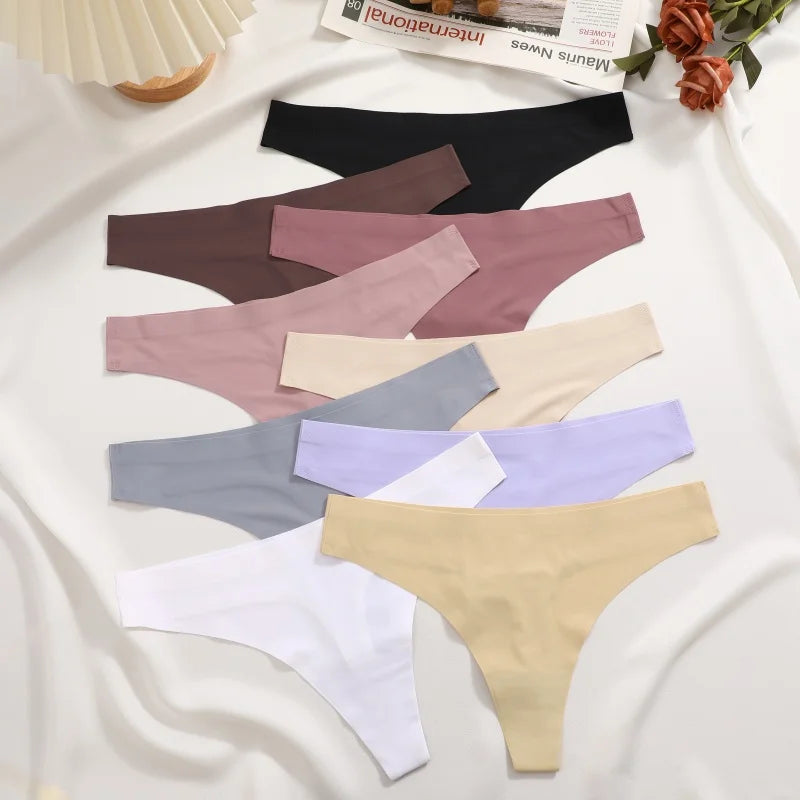 5Pcs/Set Seamless Ultra-thin panties Maillard Panties Women Ice Silk Underwear Sexy Panty Low Waist G-string Female Solid Panty