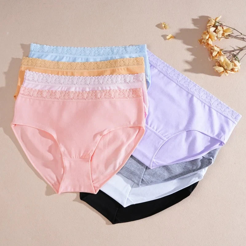 3Pcs Women Cotton Lingerie Sexy Soft Fashion Panties Femme Buckle Design Underwear Pantys Underpant Lingerie Lace Intimates S-XL