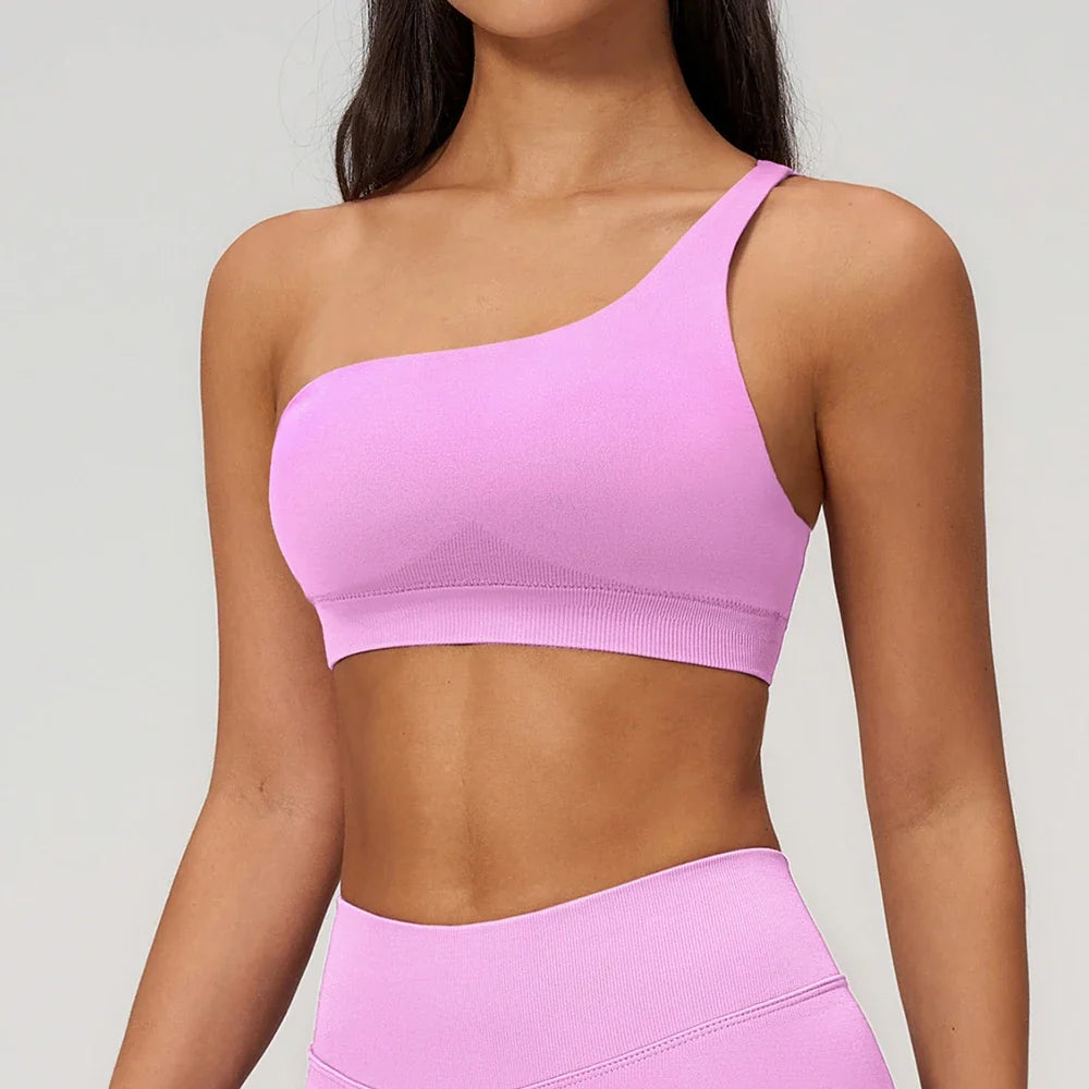 Summer Shockproof Sport Bra Women's Beautiful Back Gym Sports Underwear Women Oblique Shoulder Straps Running Fitness Yoga Bra