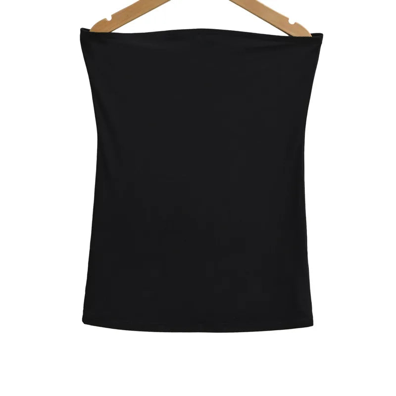 Spring Style Black And White Top Hot Girl Flat Top Tube Top Sexy Off-Shoulder Strap With Chest Pad Beautiful Back Camisole BPVE