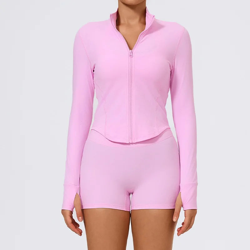 Hearuisavy Summer Ultra-Soft Fabrics Tight Sports Jackets Women Zipper Gym Yoga Clothes Female Quick-Dry Long Sleeve Sportswear