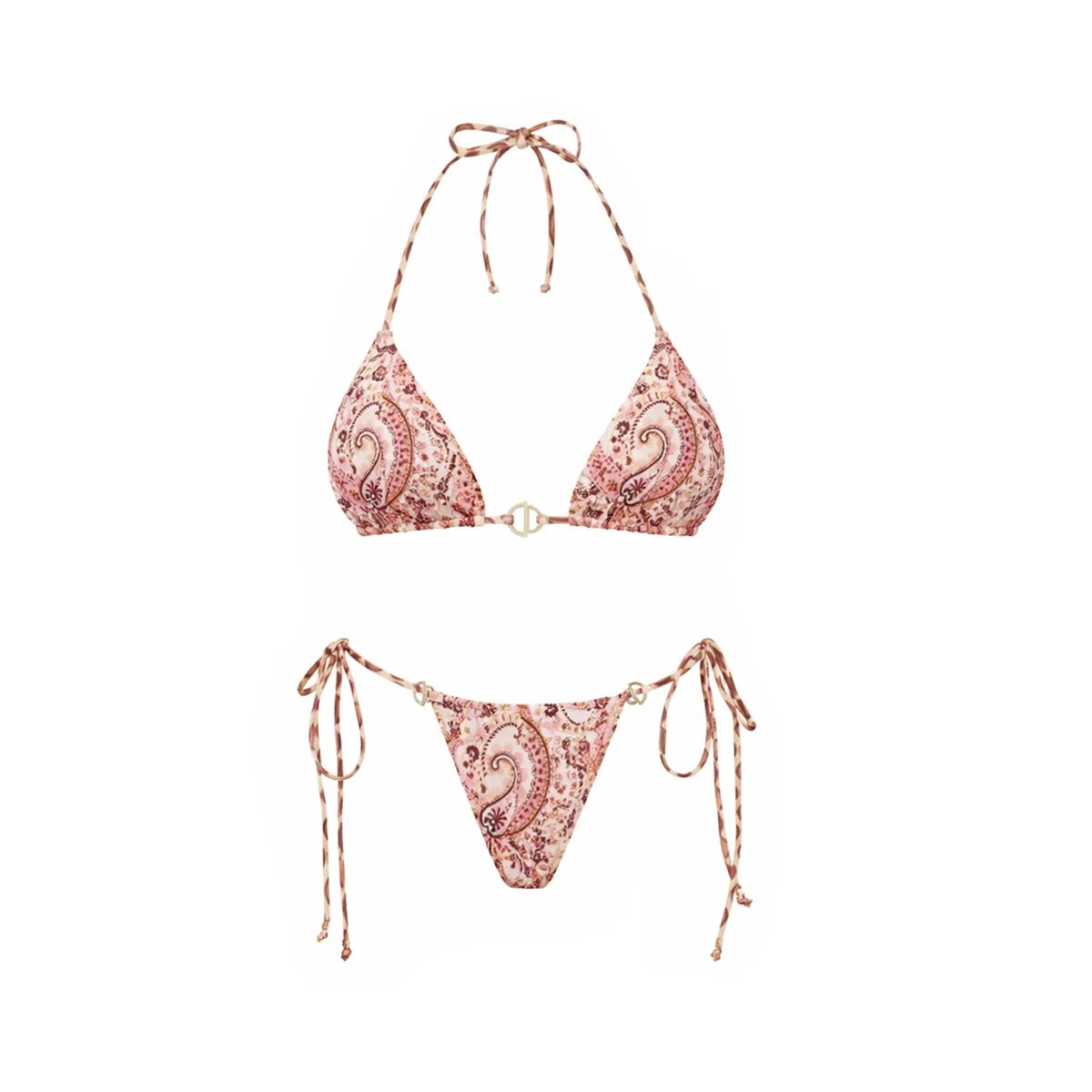 2Pcs Printed Swimsuit Women Sexy Bikini Push Up Swimwear Bandeau Biquini Female Hollow Bathingsuit Micro Swimming Suit Beachwear