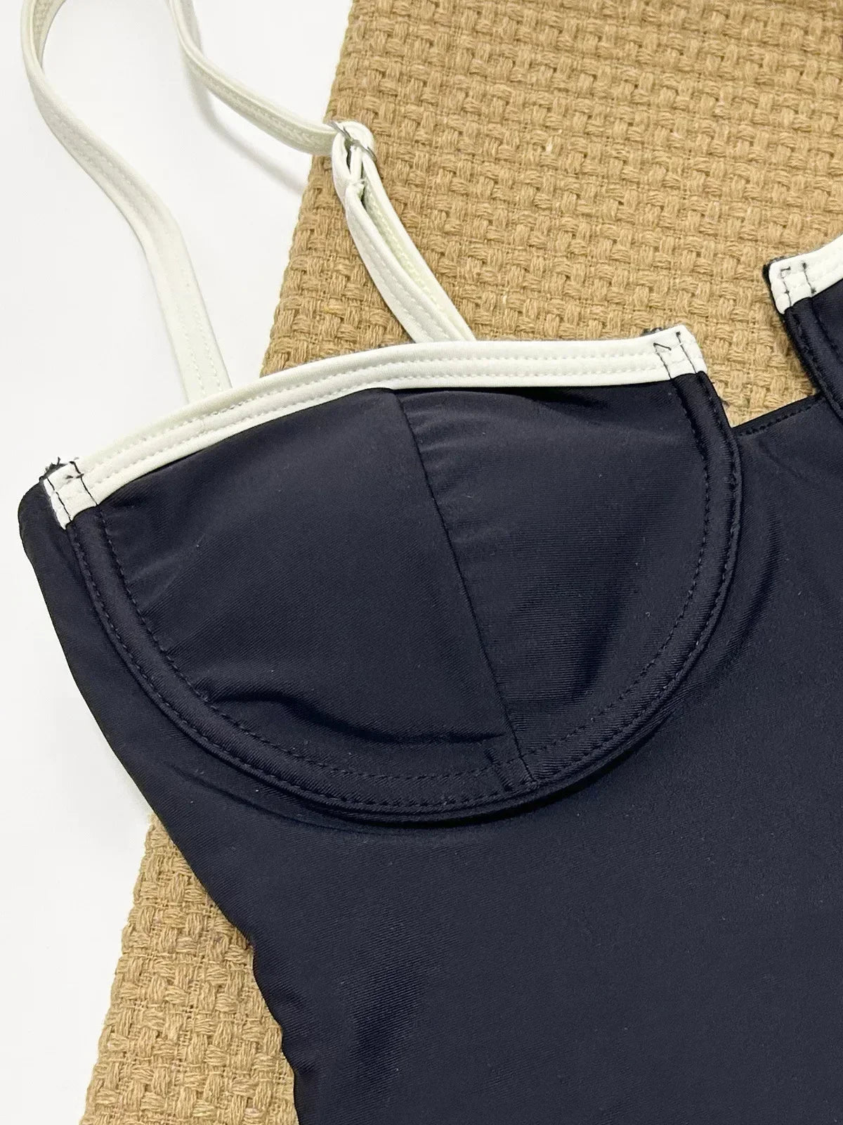 Women's Black Patchwork One Piece Swimsuit Sexy Slim Suspender Backless Monokini Bikini Underwire Push Up Bathing Suit Swimwear