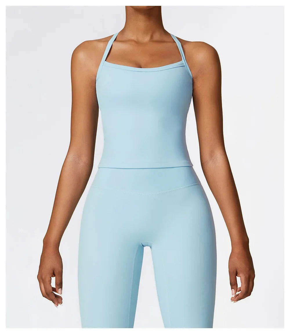 Strappy Sports Bra For Women Gym Workout Tops Sexy Yoga Bra Gather Fitness Push Up Training Running Female Sport Vest
