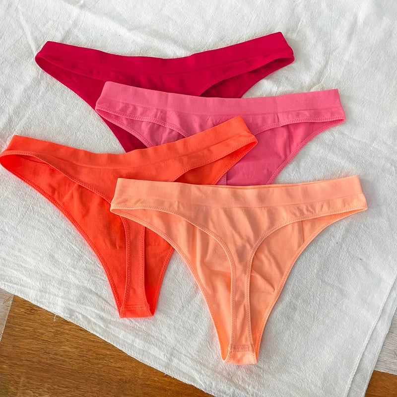 Low Waist Sexy Thong Women Panties G String Seamless Panties Underwear Sports Candy Color Yoga Girls Briefs Femlae Lingerie