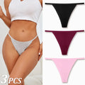 3PCS Seamless Cotton Thong Women Thin Strap Low Waist High Flexibility Panties Sexy Underwear Ladies Briefs T-back Soft Women
