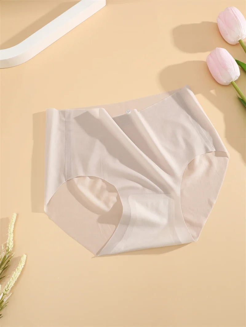 2PCS Seamless Ice Silk Briefs Women's Transparent Panties Sexy Breathable Underwear Female Stretch Erotic Korean Ultra Lingerie