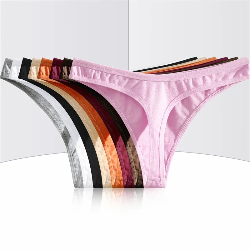 3PCS Seamless Thong Cotton Women Thin Strap Low Waist High Flexibility Panties Sexy Underwear Ladies Briefs T-back Soft Women