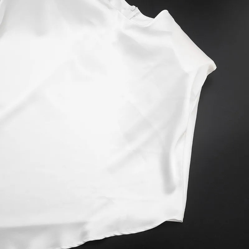 Trendix White Asymmetrical Cover Up For Women Fashion Ruffle Hem Loose Short Sleeve Shirts Casual Elegant Commuting Pullover Top