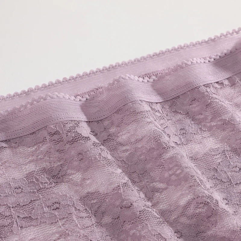 FINETOO 3PCS Women Lace Panties Sexy Hollow Underpants Sexy High Waist Lace Panty Elegant& Romantic Ladies Breathable Underwear