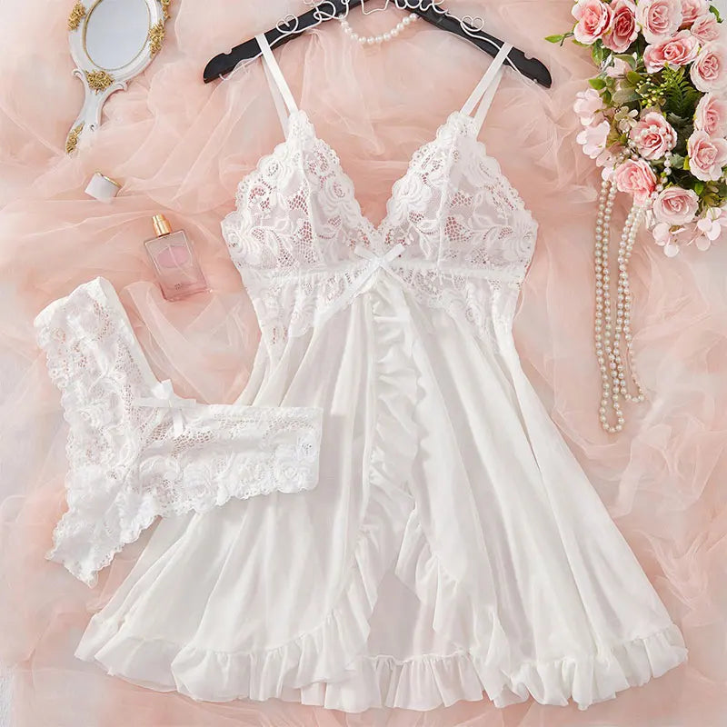 Sexy Lingerie Triangle Panty Set Women's Night Dress Erotic Underwear Lace Transparent Underpants Sexy Thong Plus Size Briefs