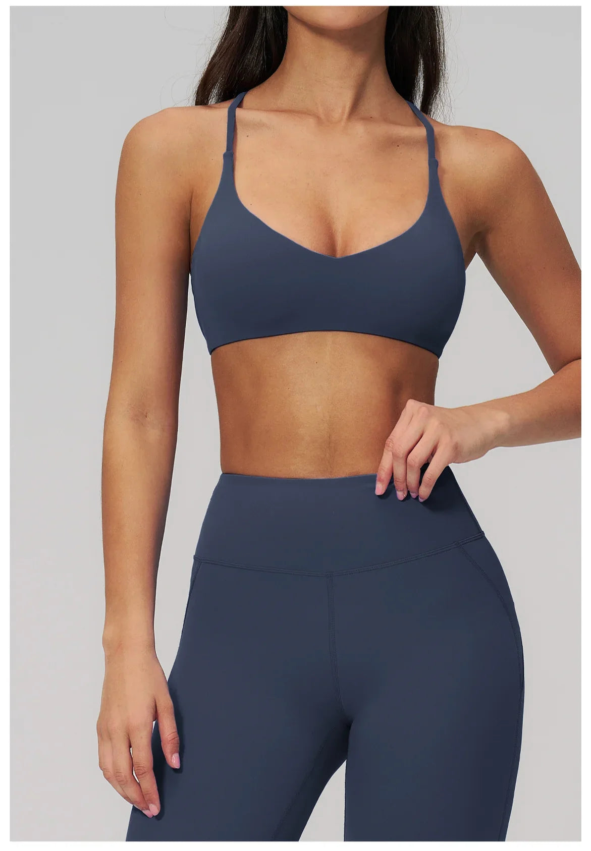 Summer U-Shaped Multi-Strap Cross Back Women Pilates Fitness Sports Bra Top Gym Yoga Athletic Tight Workout Jog With Chest Pad