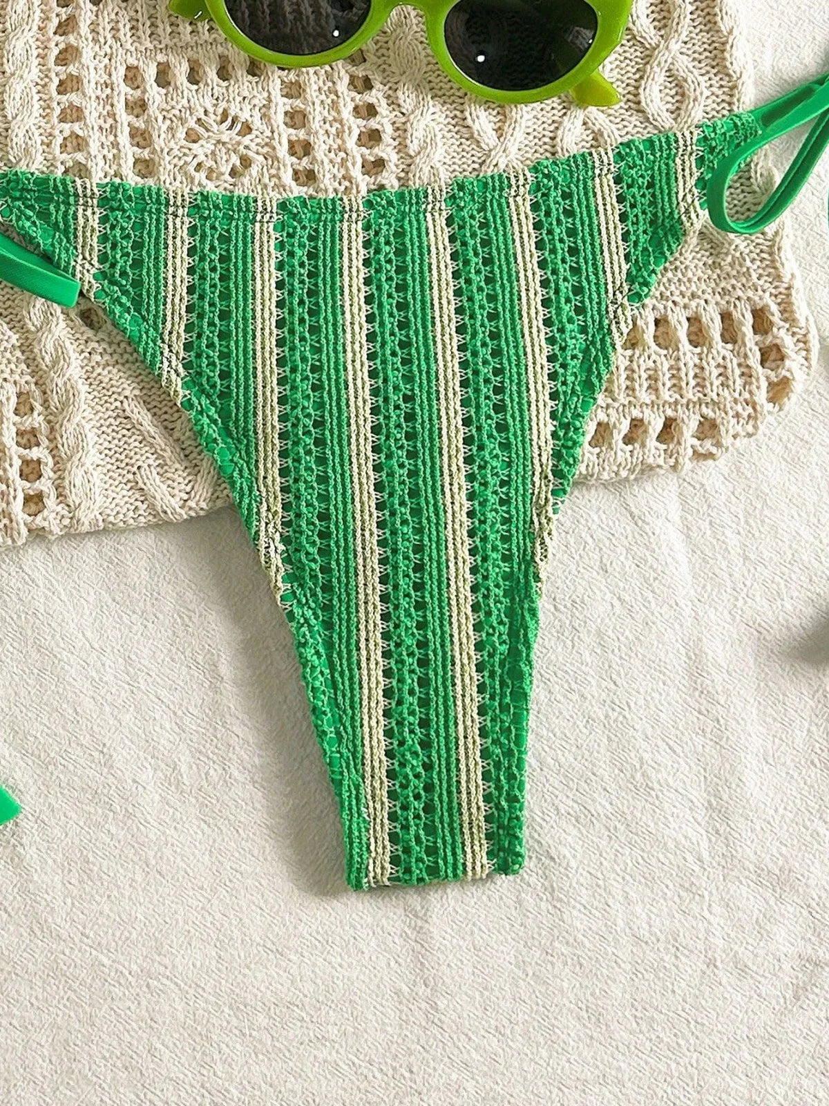 Sexy Orange Striped Bikini Set 2026 Women Halter Push Up Bra Tassel Bandage Thong Swimsuit Summer Holiday Bathing Suit Swimwear