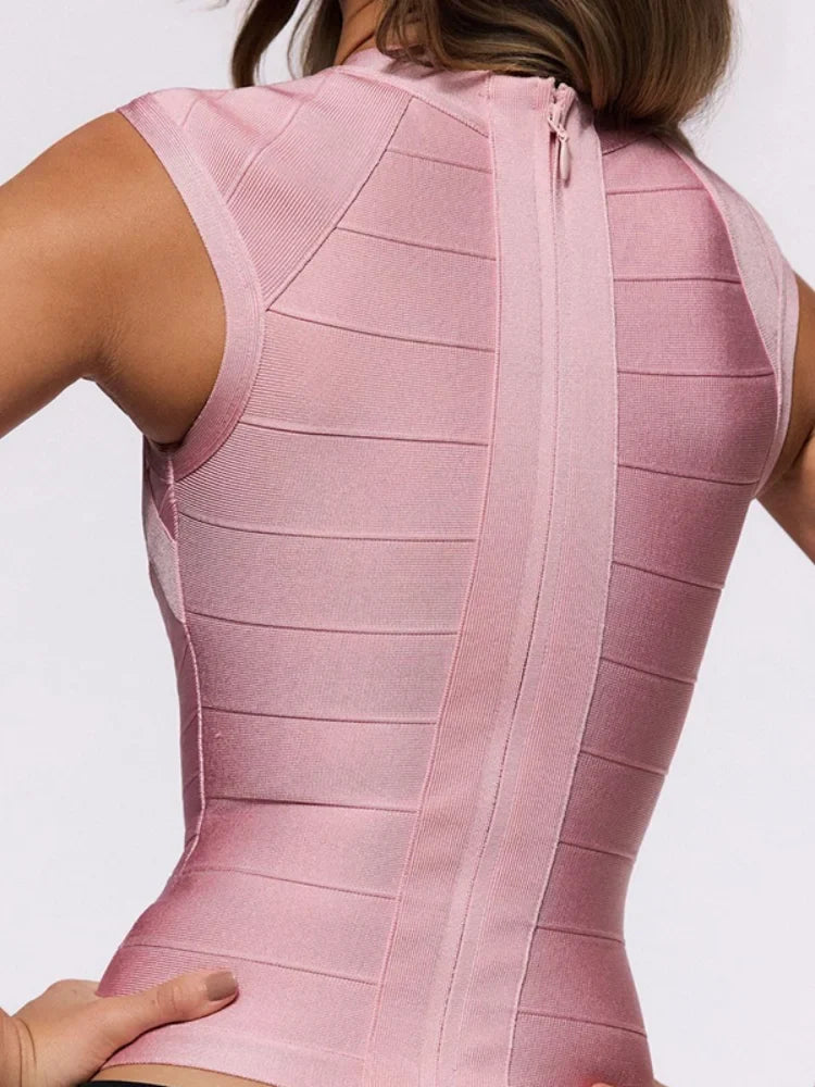 Women's Bandage Slim Waist Tight Tank Top Deep V Neck Solid Vest Spring Summer Elastic Tees 2026 New Lady Casual Party Tops