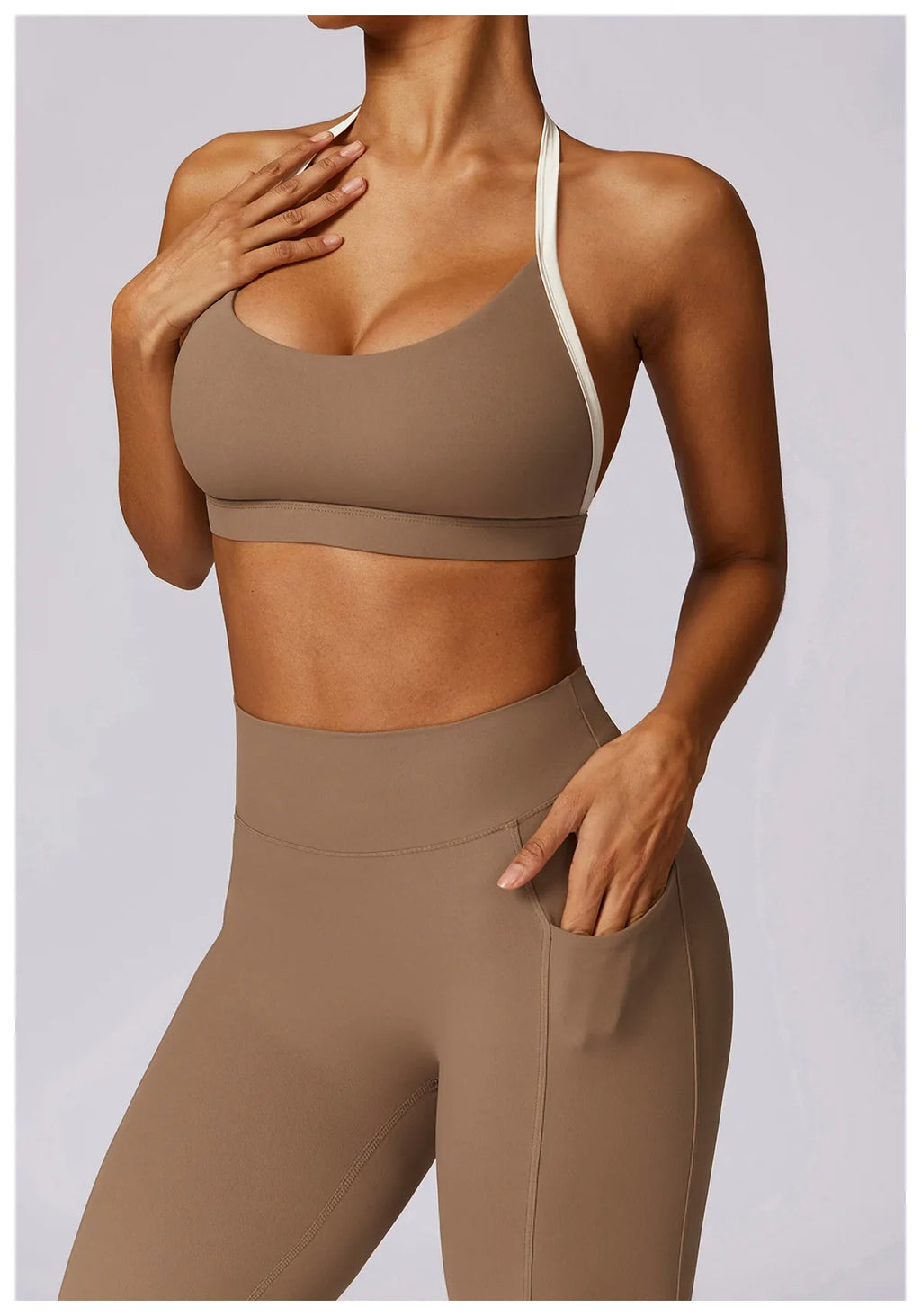 Gym Sport Bra Halter Sports Bra Anti-sweat Breathable Yoga Bra Shockproof Crop Top Fitness Top Push Up Workout Top Women